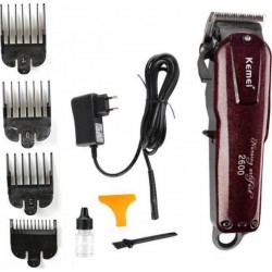 Kemei KM-2600 Επαγγελματική Επαναφορτιζόμενη Κουρευτική Μηχανή Μπορντό/Μαύρο