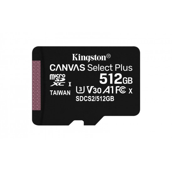 Kingston Canvas Select Plus microSDXC 512GB U3 V30 A1 UHS-I 100MB/s
