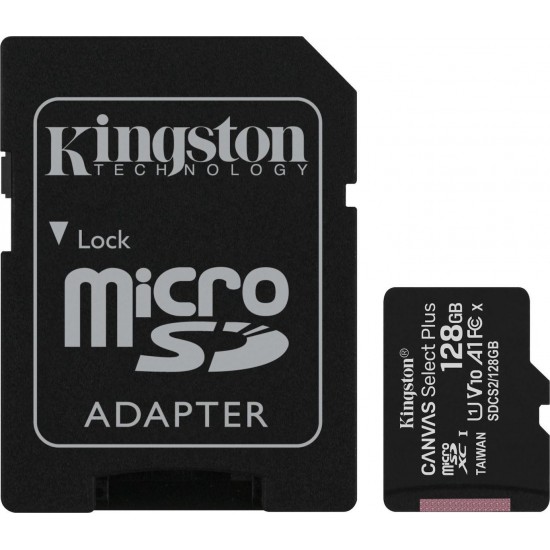 Kingston Κάρτα Μνήμης 128GB microSDXC Canvas Select Plus cl.10 With Adapter