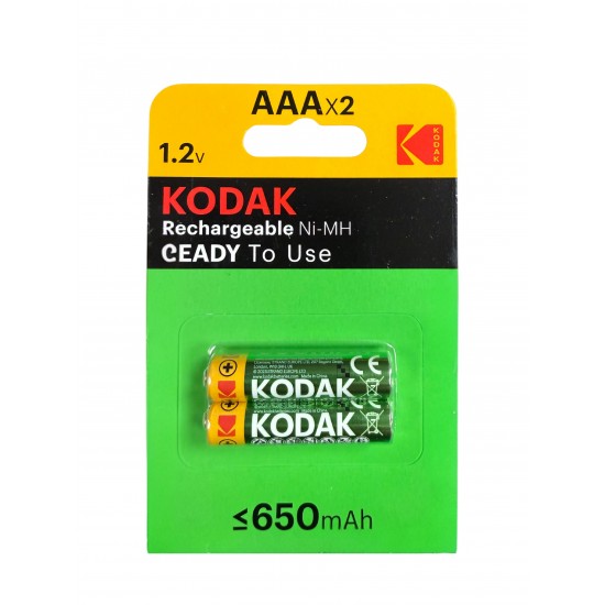 Kodak Επαναφορτιζόμενες Μπαταρίες AAA Ni-MH 650mAh 1.2V 2τμχ
