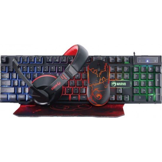 Marvo CM409 Gaming Set (Keyboard+Mouse+Headphones+Mousepad) Αγγλικό-US