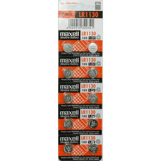 Maxell LR1130/AG10 Αλκαλικές Μπαταρίες Ρολογιών LR54 1.5V 10τμχ