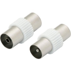 Μετατροπέας Coaxial male σε Coaxial female (Μούφα κεραίας M/F) Λευκό