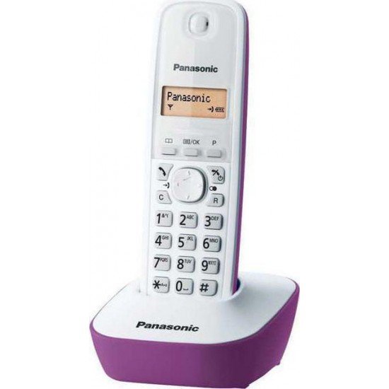 Panasonic KX-TG1611 Ασύρματο Τηλέφωνο Λευκό/Μώβ Panasonic KX-TG1611 Ασύρματο Τηλέφωνο Λευκό/Μώβ