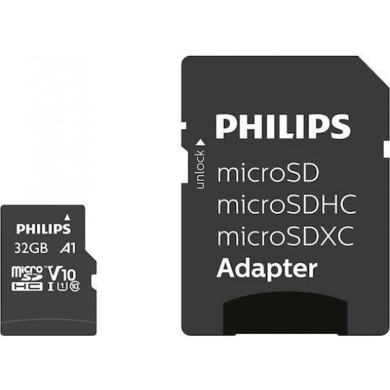 Philips FM32MP45B microSDHC 32GB Class 10 U1 V10 High Speed με αντάπτορα
