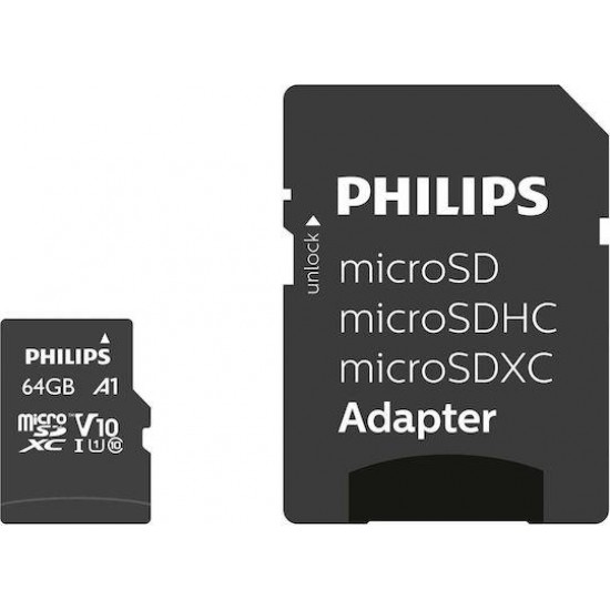 Philips microSDXC 64GB Class 10 U1 UHS-I με αντάπτορα