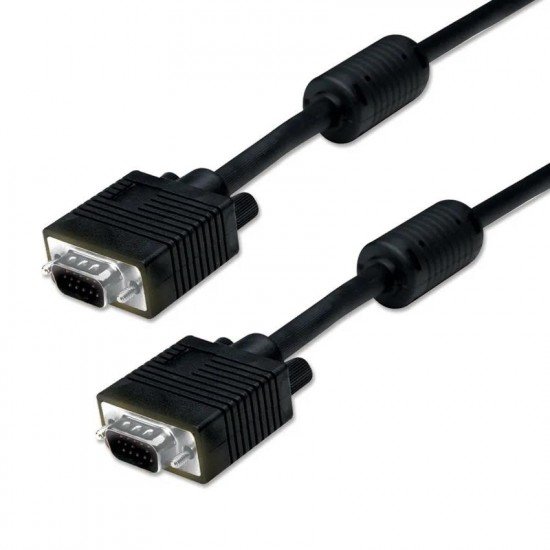 Powertech Καλώδιο VGA 15pin Μale Τo Μale,2x Ferrites (3+4) 1.5m Black