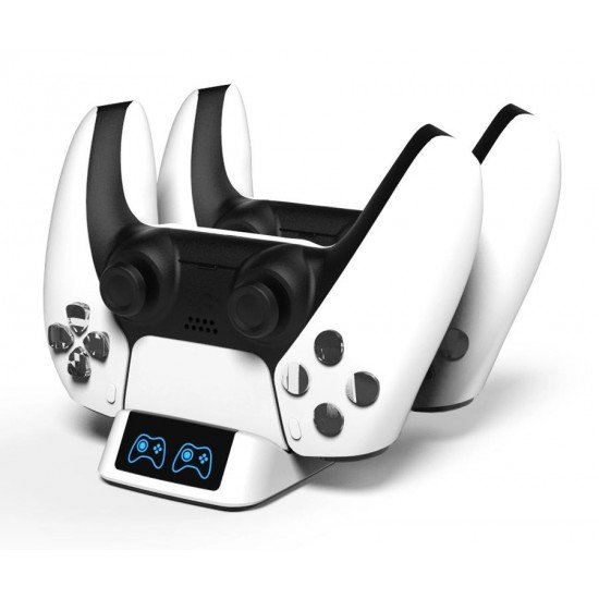 ROAR βάση φόρτισης gamepad RR-0019 για 2x PS5 DualSense, λευκή
