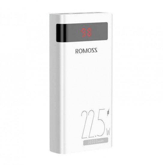 Romoss SENSE8PF Power Bank 30000mAh 22.5W με 2 Θύρες USB-A και Θύρα USB-C Power Delivery Λευκό