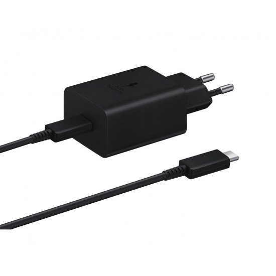 Samsung Φορτιστής με Θύρα USB-C και Καλώδιο USB-C 45W Power Delivery Μαύρος (EP-T4510)