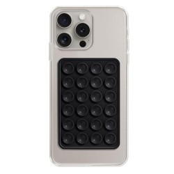 Techsuit Phone Holder (SB-PAD) Suction Pad for Selfies, Silicone, Adhesive Mount, Rectangular Shape Black