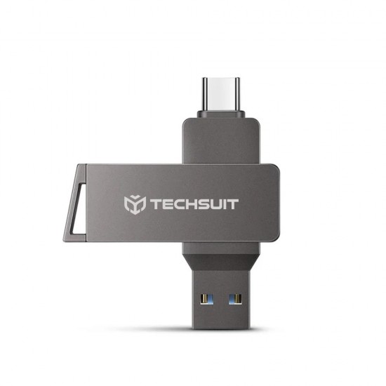Techsuit THSM20 Dual-Interface USB 3.0, Type-C 128GB, High Speed FlashDrive Grey