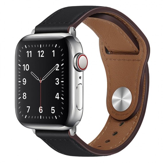 Techsuit Watchband (W033) Apple Watch 42/44/45/46/49mm Λουράκι Δερματίνης με Pin Μαύρο