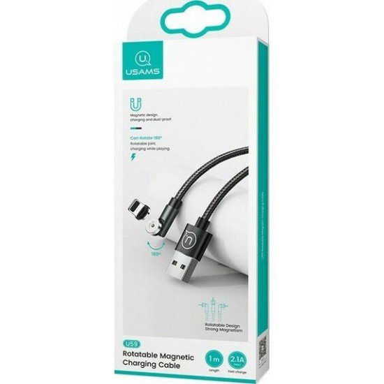 Usams SJ472 U59 Braided/ Magnetic USB to Lightning Cable Μαύρο 1m