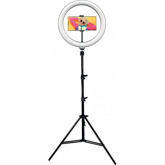 Volte-tel 3 Color Led Selfie Ring Light 13'' 32.5cm 2700-7000k 5v/11w Με Τριποδο 210cm Και Βαση Τηλεφωνου