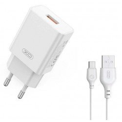 XO Φορτιστής GaN με USB-A και Καλώδιο USB-C 18W Quick Charge 3.0 Λευκός XO Φορτιστής GaN με USB-A και Καλώδιο USB-C 18W Quick Charge 3.0 Λευκός
