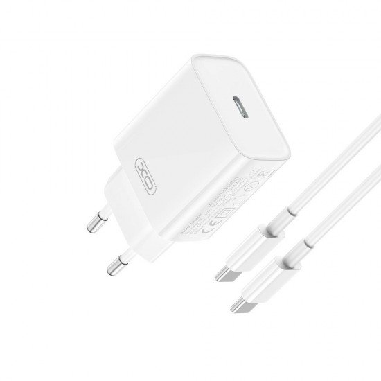 XO Φορτιστής και Καλώδιο USB-C - USB-C 20W Power Delivery Λευκός XO Φορτιστής και Καλώδιο USB-C - USB-C 20W Power Delivery Λευκός
