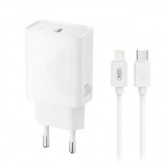 XO Φορτιστής με Θύρα USB-C και Καλώδιο Lightning 20W Power Delivery Λευκός XO Φορτιστής με Θύρα USB-C και Καλώδιο Lightning 20W Power Delivery Λευκός