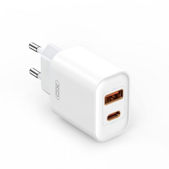 XO Φορτιστής USB-A και USB-C 20W Power Delivery Λευκός XO Φορτιστής USB-A και USB-C 20W Power Delivery Λευκός