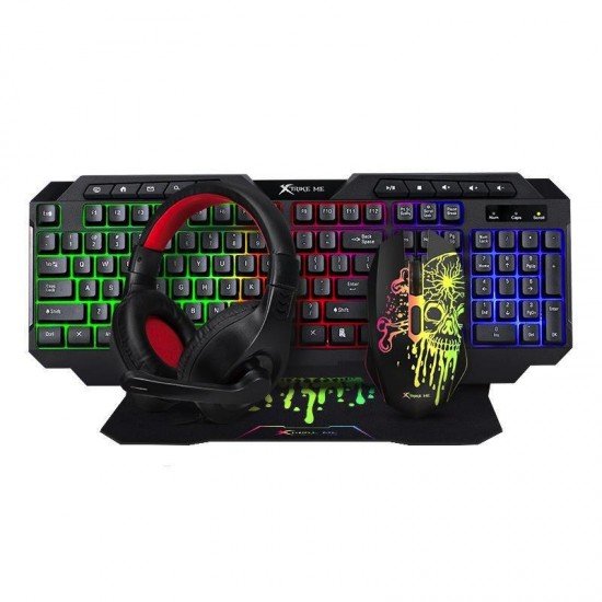 Xtrike Me CMX-415 Gaming Set Πληκτρολόγιο RGB, Headset, Ποντίκι & Mousepad (Αγγλικό US)