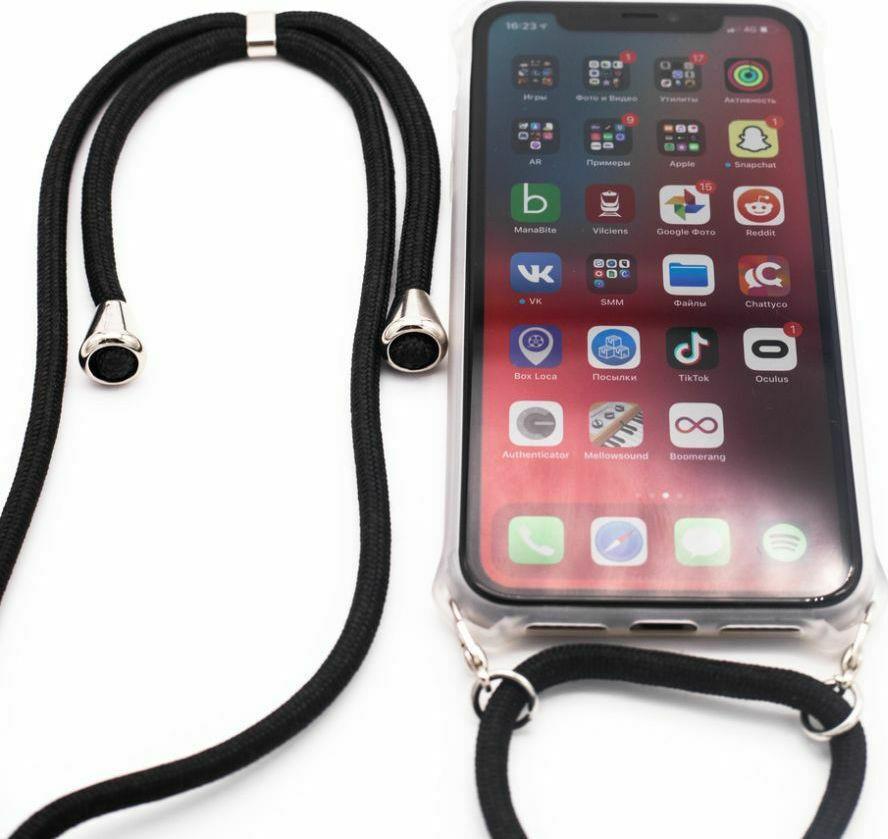 (Iphone 11 Pro) Evelatus Case With Rope Black Transparent