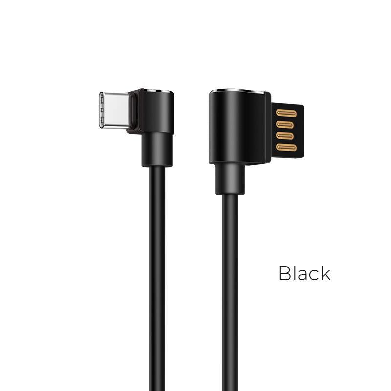 Hoco U37 Usb-C Male - Usb-A Male 90° 1.2M Usb 2.0 Μαύρο