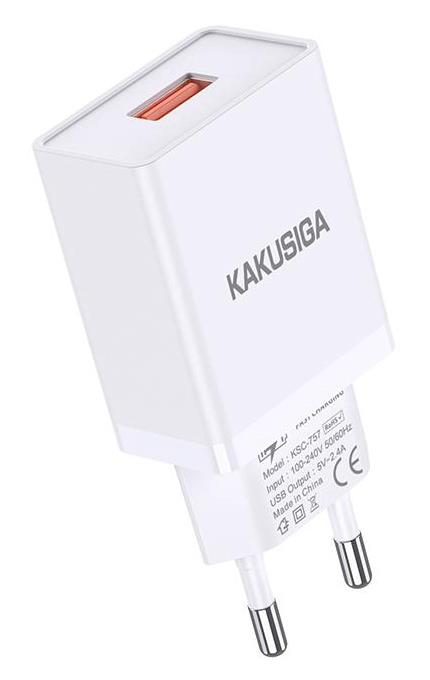 Kakusiga Φορτιστής Τοίχου Ksc-930. Usb. 2.4A. Λευκός