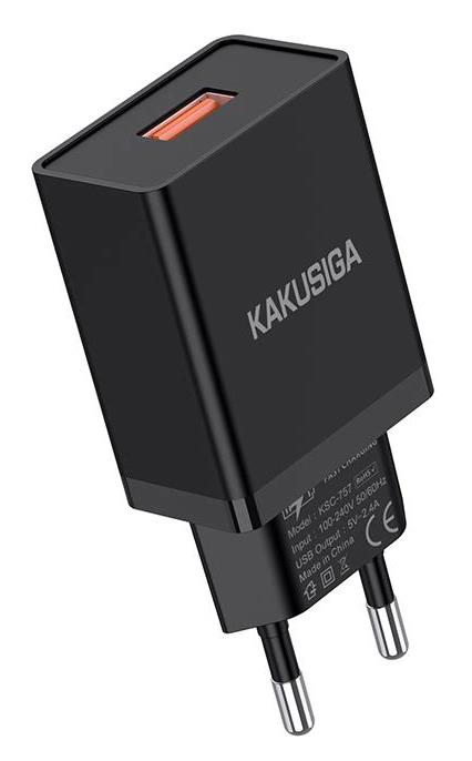 Kakusiga Φορτιστής Τοίχου Ksc-930. Usb. 2.4A. Μαύρος