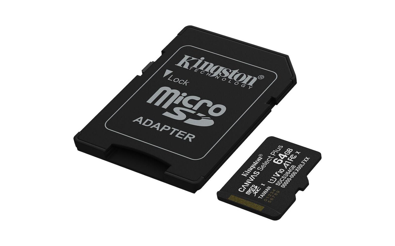 Kingston Canvas Select Plus Microsdhc 64Gb U1 V10 A1 Uhs-I 100Mb/s Με Αντάπτορα