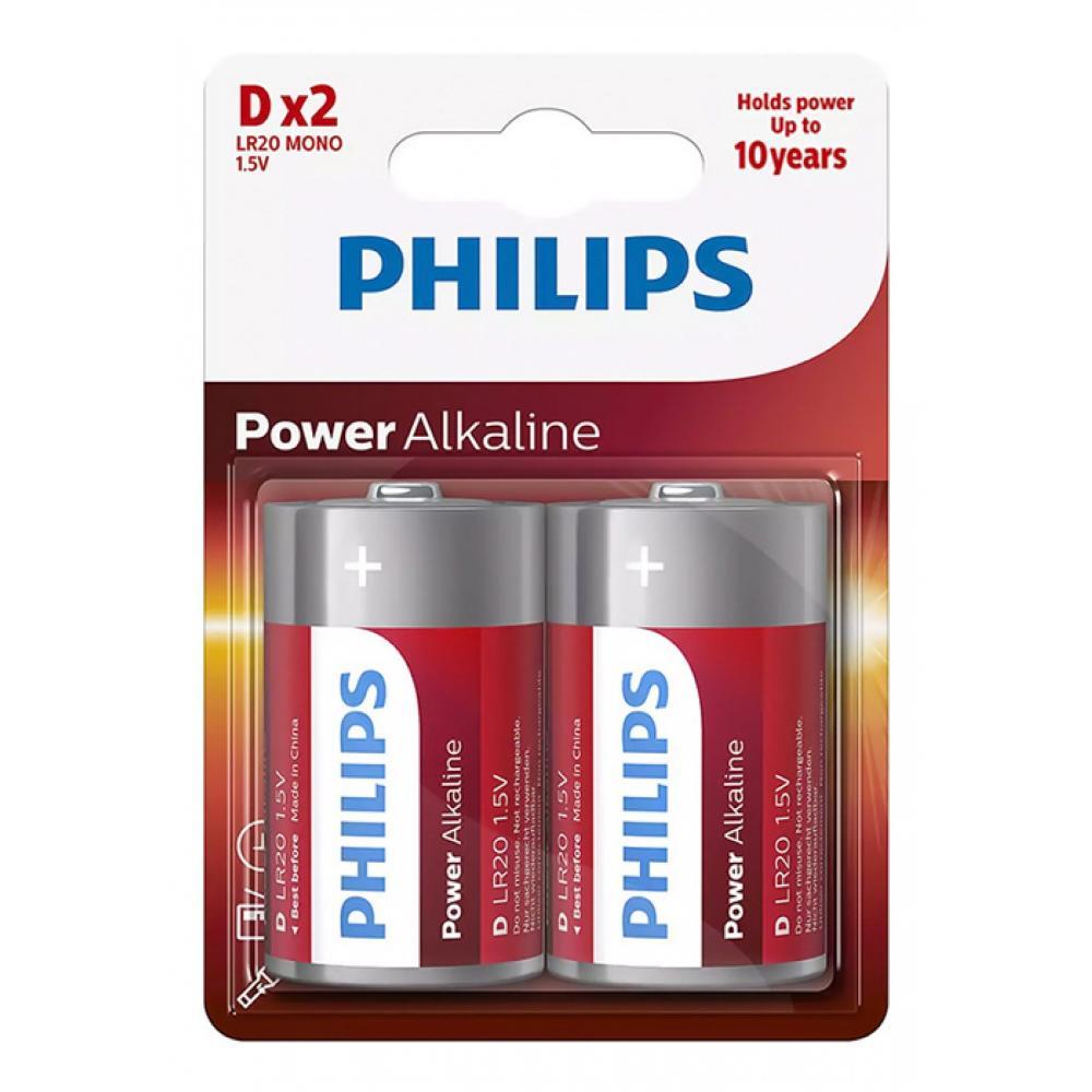 Philips Power Αλκαλικές Μπαταρίες D 1.5V 2Τμχ