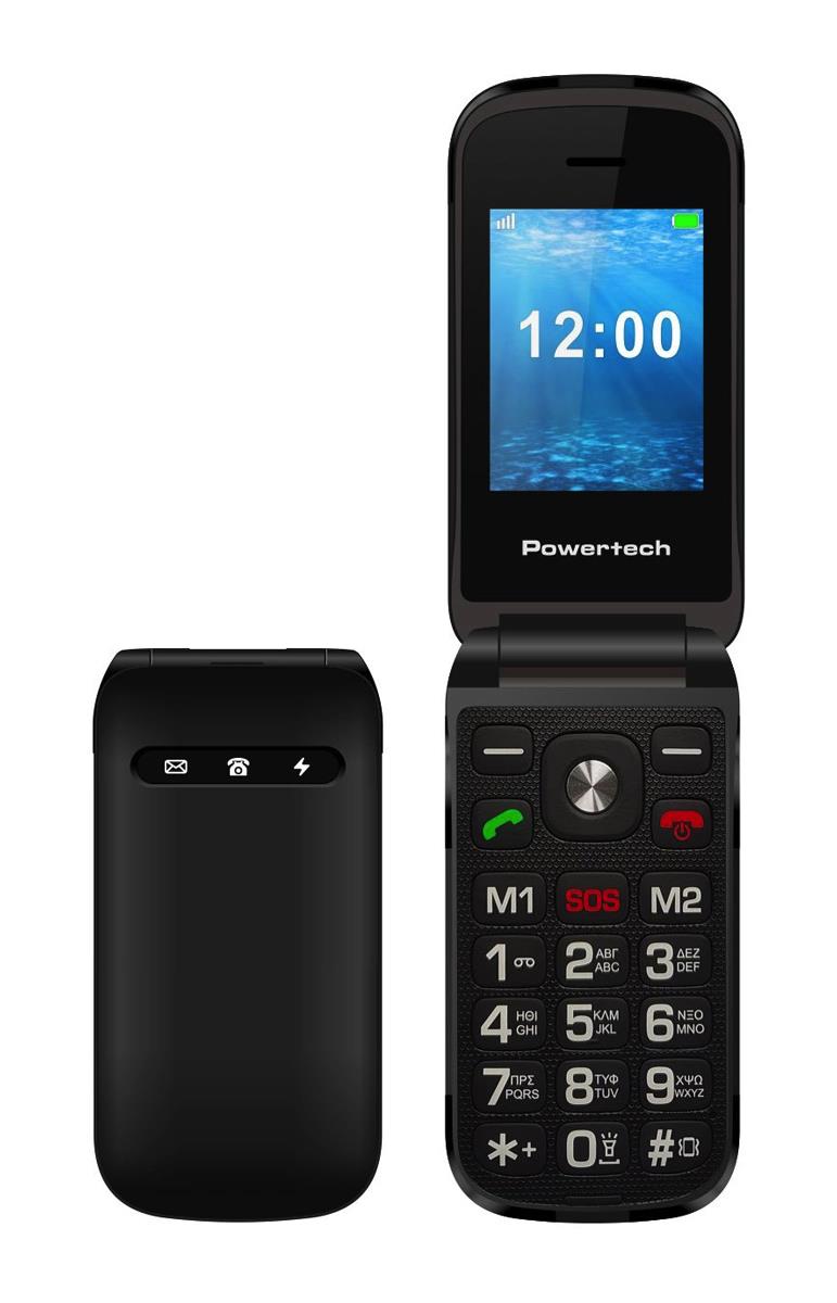 Powertech Milly Flip Dual Sim Κινητό Με Μεγάλα Κουμπιά Μαύρο