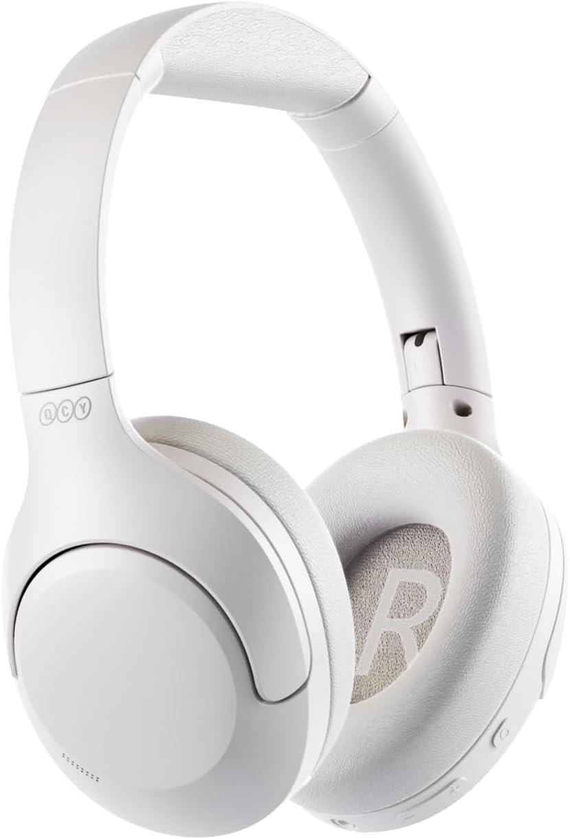 Qcy H3 Lite Anc Ασύρματα / Ενσύρματα Over Ear Ακουστικά Με 60 Ώρες Λειτουργίας Λευκά