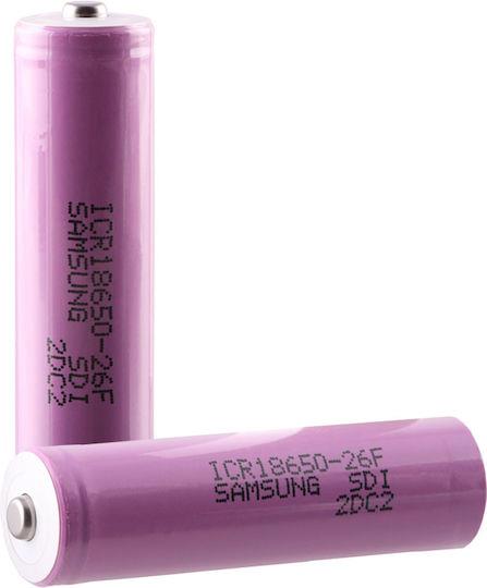 Samsung Επαναφορτιζόμενη Μπαταρία 18650 Li-Ion 2600Mah 3.7V Με Προστασία Και Κεφαλή
