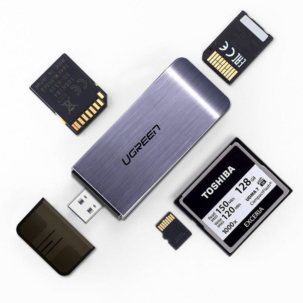Ugreen 4 In1 Adapter Usb Card Reader Sd/tf/cf/ms Silver